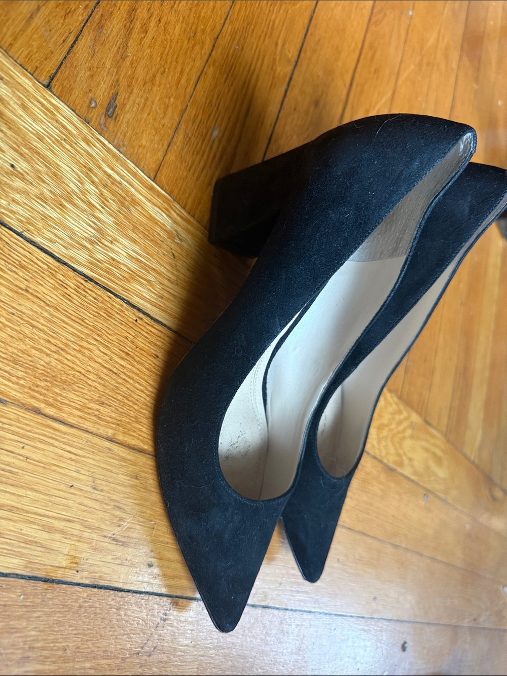 Marc Fisher Black Suede Pointed-Toe Pumps - Picture 2 of 3